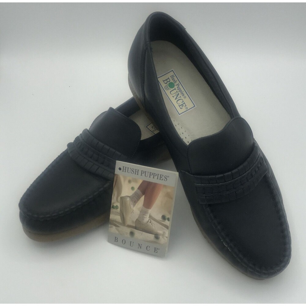 Women's Navy Leather Hush Puppies Bounce shoes size 7.5 Narrow in Orig Box